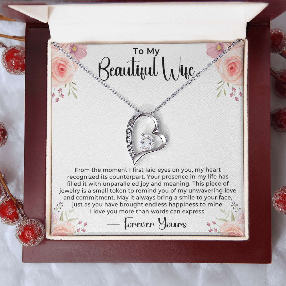 To My Beautiful Wife Necklace – Romantic Jewelry Gift for Valentine's Day, Birthday, Anniversary, Christmas