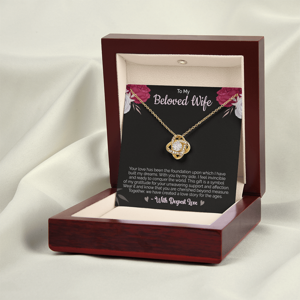 To my Beloved Wife - Love Knot Necklace – Sentimental Jewelry for Wife, Suitable for Valentine's Day, Birthday, Anniversary, Christmas