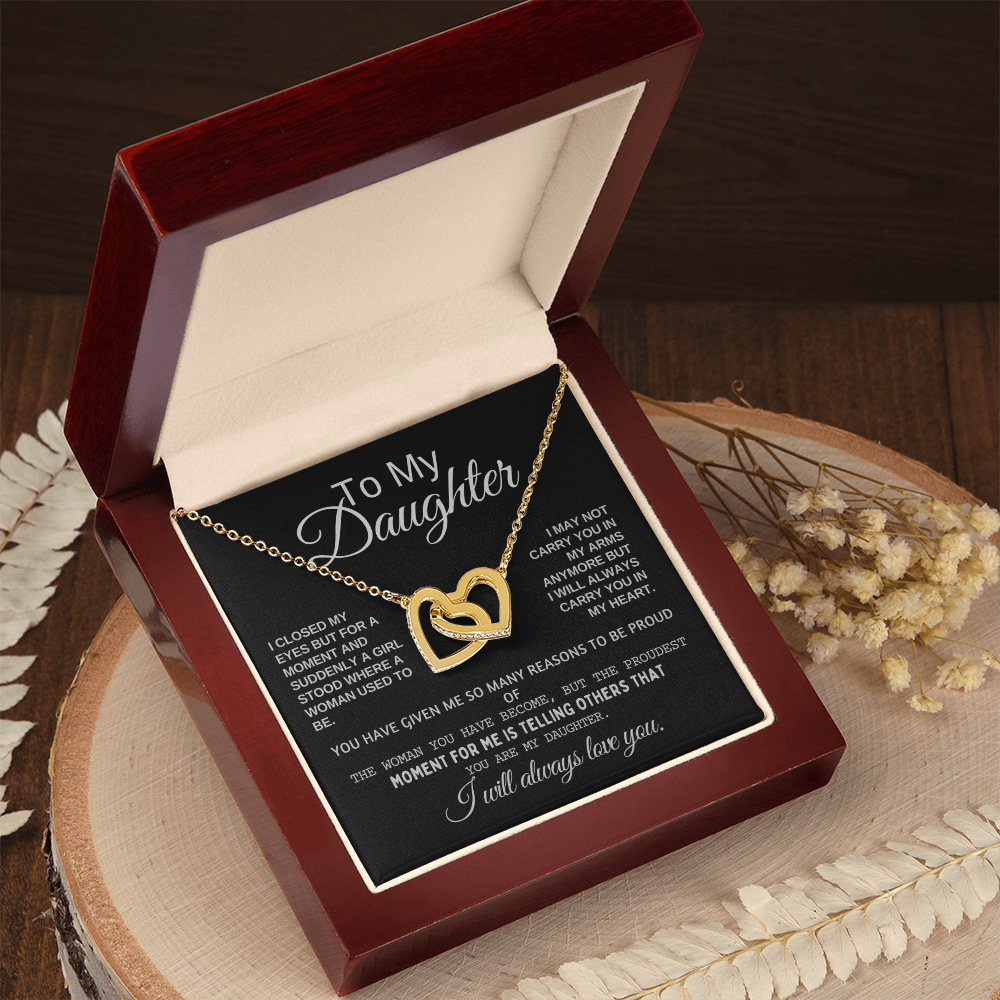 To My Daughter Heart Necklace – Two-Tone Copper & Zircon with Sentimental Gift Card