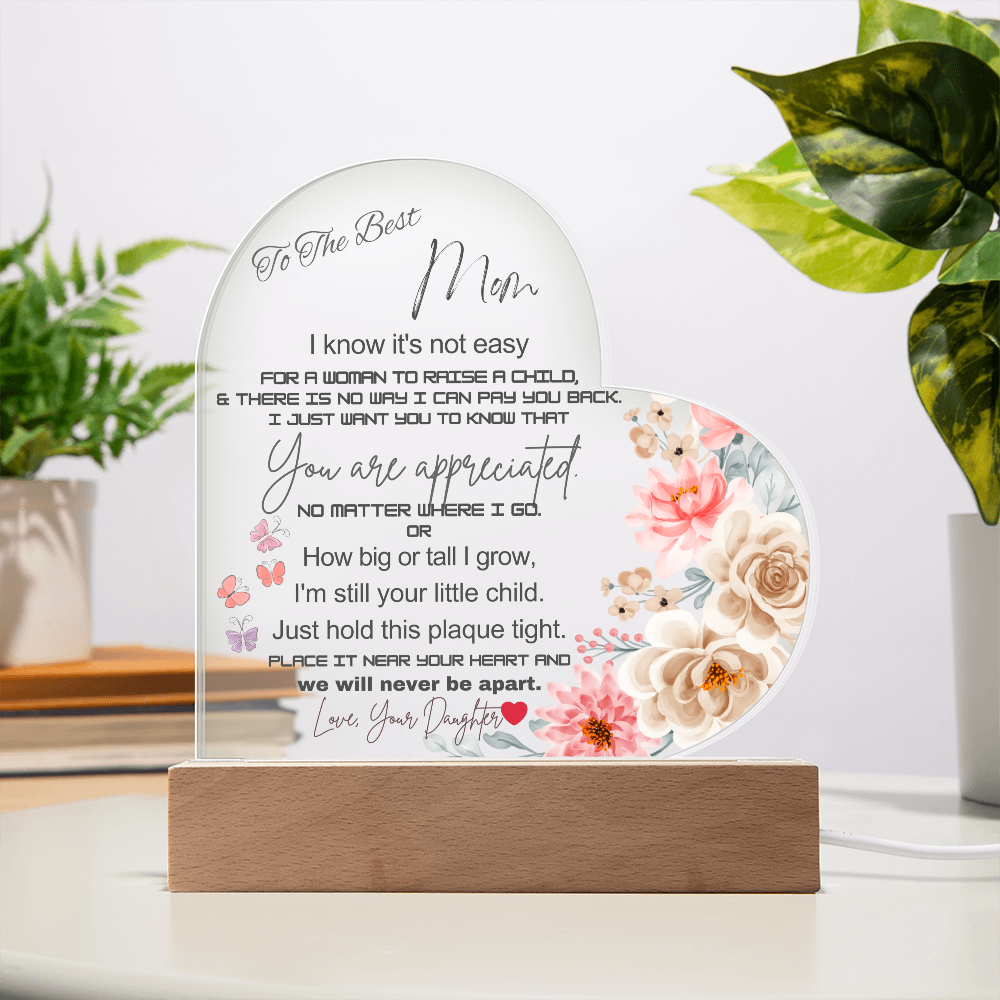 To the best Mom Heart Acrylic Plaque Gift for Mother's Day, Mom birthday gift, Mom Anniversary gift, Mom Christmas gift Gift From Daughter/Son, Best Mom