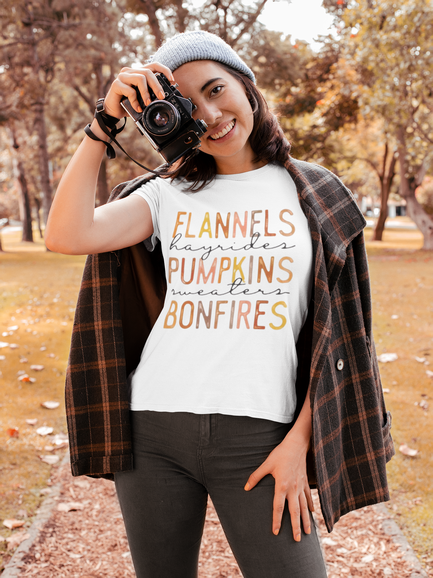 Women's Long Sleeve Crew Neck Tee - Halloween Pumpkin Design | Casual Fall & Spring Top