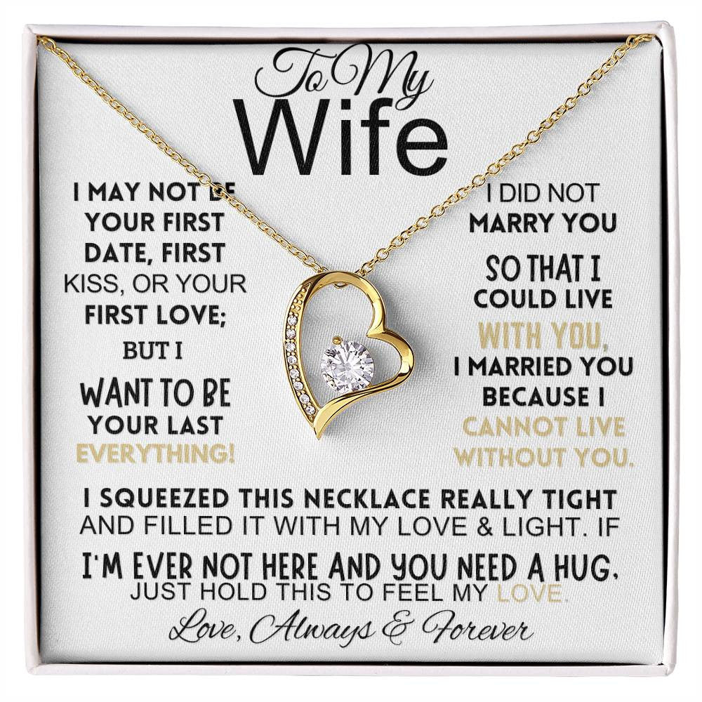 To My Wife Necklace Gold Forever Love Necklace with Message Card, Sentimental Gifts, Anniversary Gifts For Couple, Gift for Wife