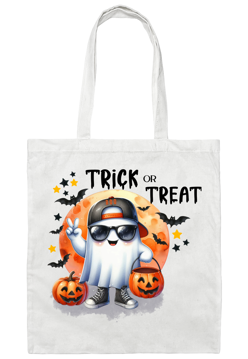 Halloween Tote Bag, Pumpkin Goodie Bag Ghost Canvas Tote Bag, Trick or Treat Candy Bags