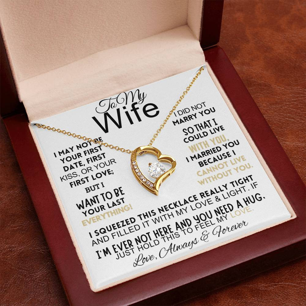 To My Wife Necklace Gold Forever Love Necklace with Message Card, Sentimental Gifts, Anniversary Gifts For Couple, Gift for Wife