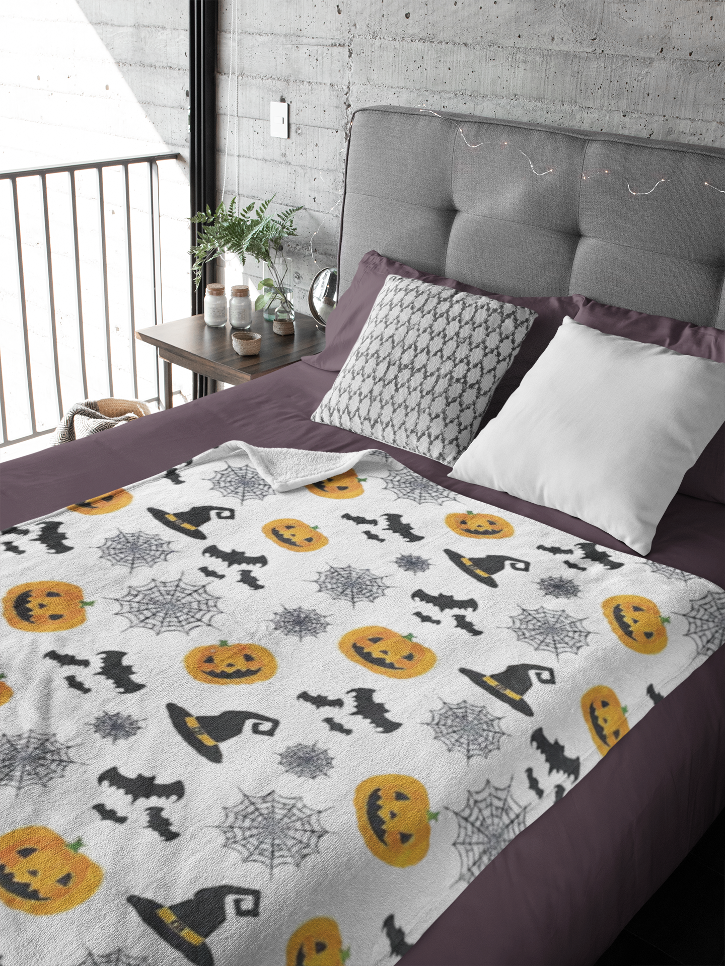 Halloween Flannel Blanket - Spider Web, Witch Hat, Black Bat, Pumpkin Print | Soft Cozy Throw for Bed, Couch, Office & Travel | Warm Lightweight Plush Blanket - Perfect Halloween & Christmas Gift