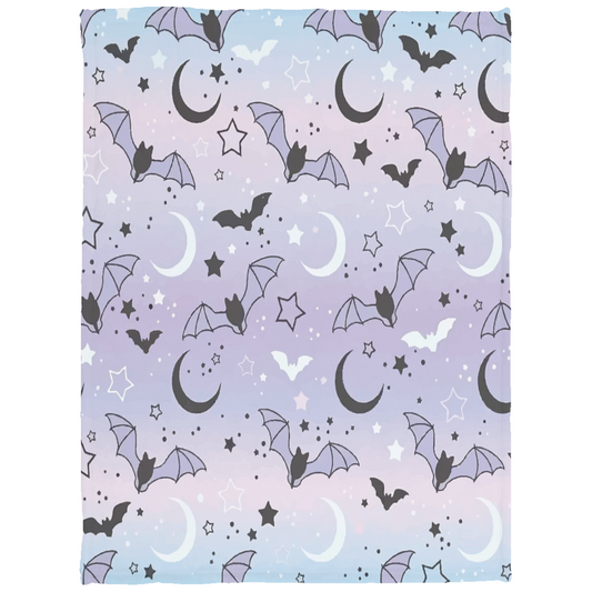 Spooky Halloween Moon & Bat Flannel Blanket - Super Soft Throw for Couch, Bed & Air-Conditioned Spaces