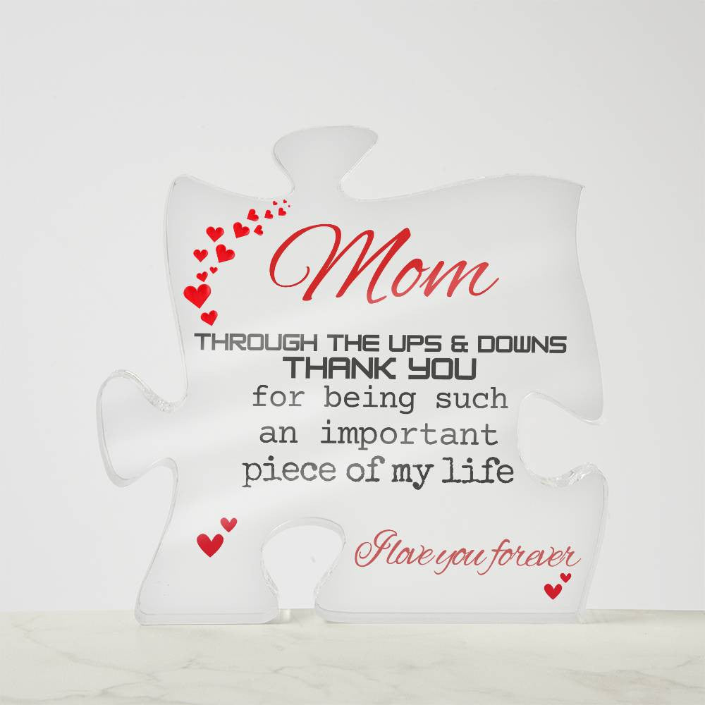 Mom Engraved Acrylic Puzzle Plaque Gifts for Mom, Gift for Mom Birthday Gift for Christmas