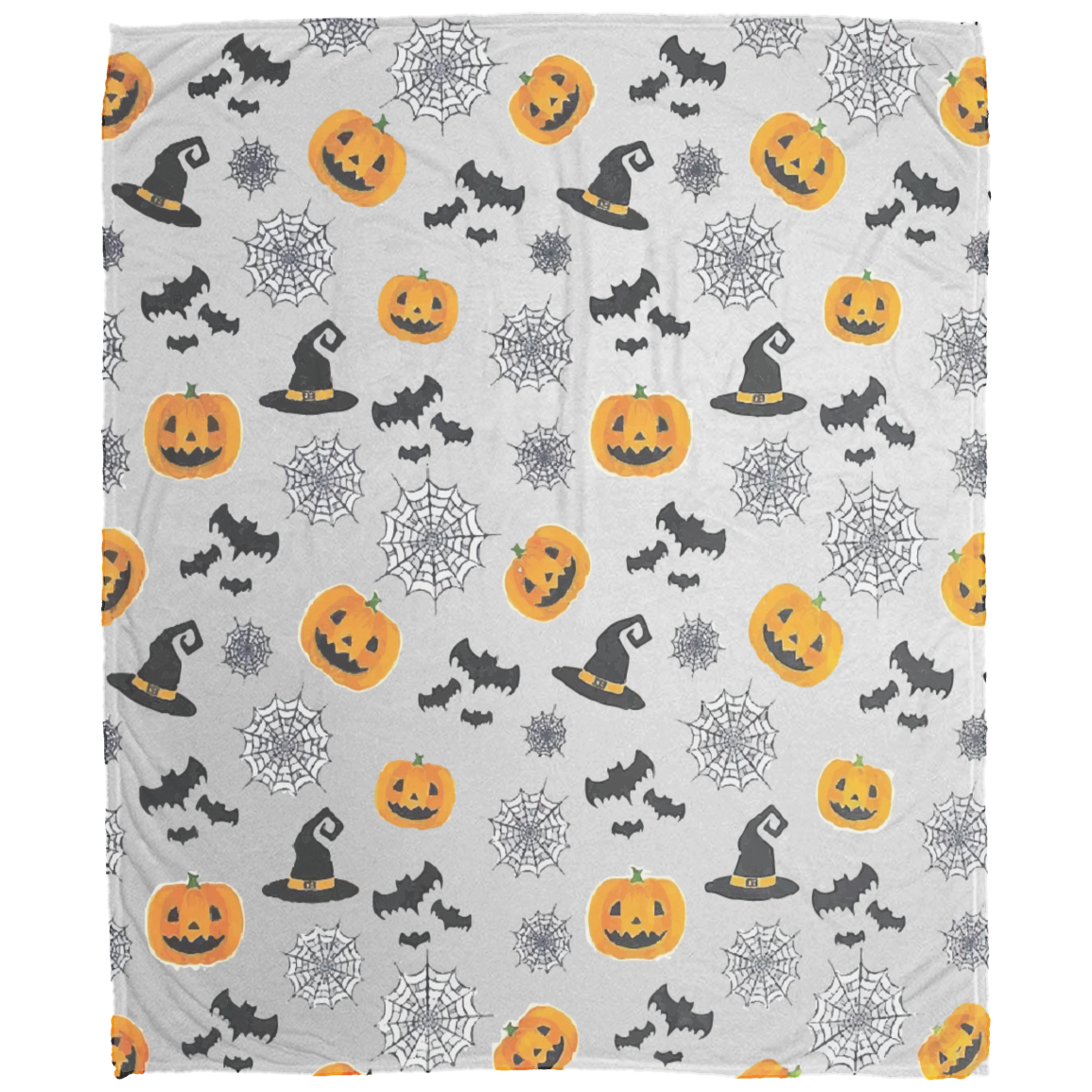 Halloween Flannel Blanket - Spider Web, Witch Hat, Black Bat, Pumpkin Print | Soft Cozy Throw for Bed, Couch, Office & Travel | Warm Lightweight Plush Blanket - Perfect Halloween & Christmas Gift