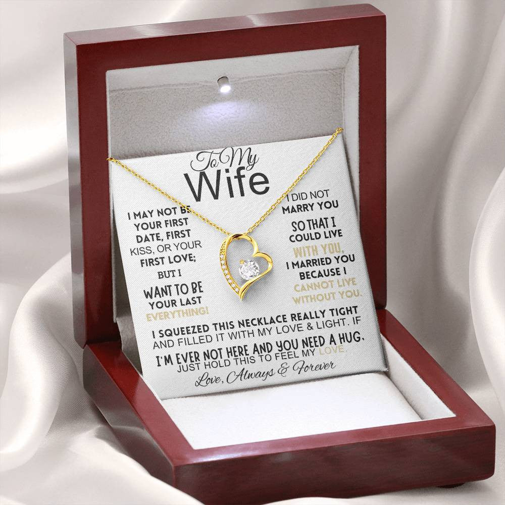 To My Wife Necklace Gold Forever Love Necklace with Message Card, Sentimental Gifts, Anniversary Gifts For Couple, Gift for Wife