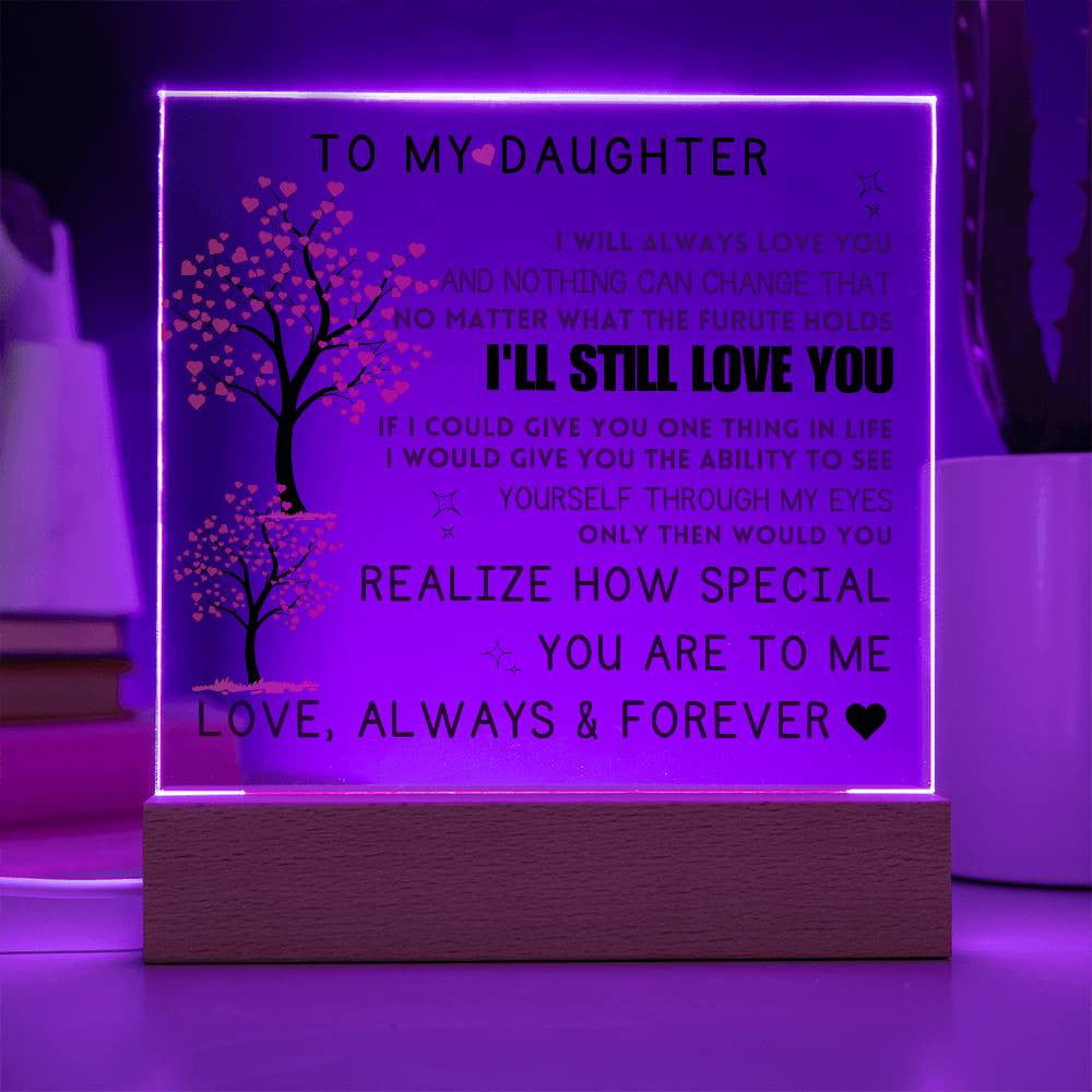 To My Daughter Acrylic Square Plaque Mother Daughter Gift, Gift For Daughter, Daughter Gift, Wedding, Anniversary, Birthday Gift