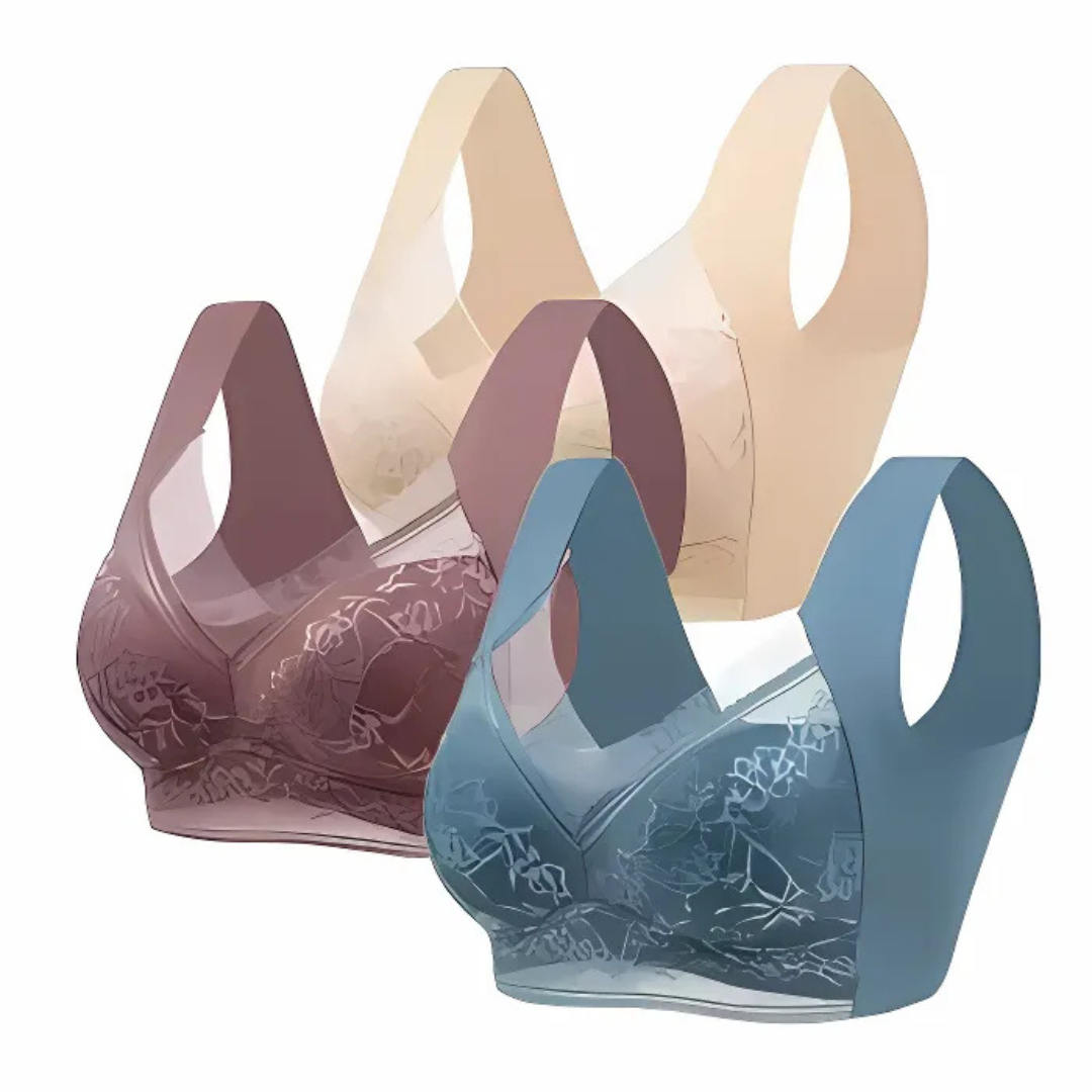 3 pcs Women's Lace Wireless Bra
