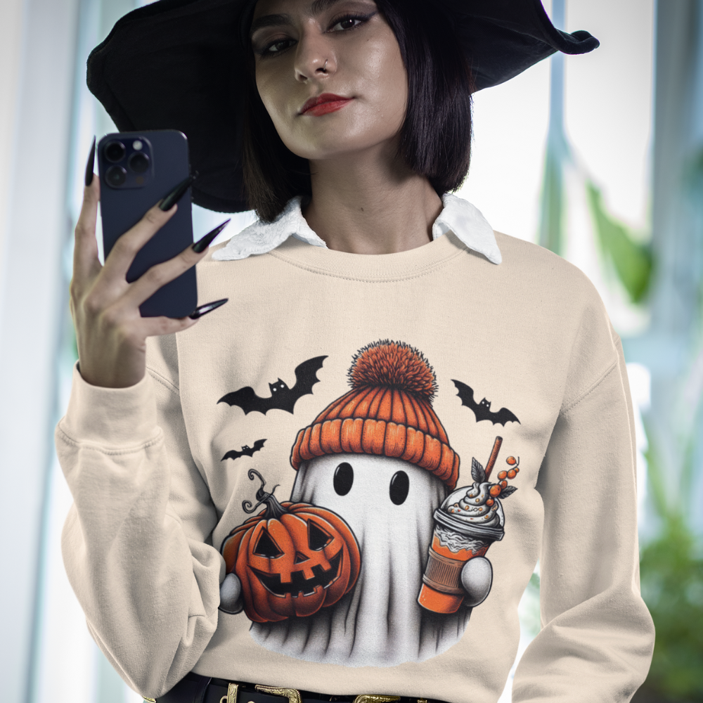 Funny Ghost Sweatshirt for Women - Cute Spooky Season Shirt | Perfect Halloween Party & Fall Sweatshirt