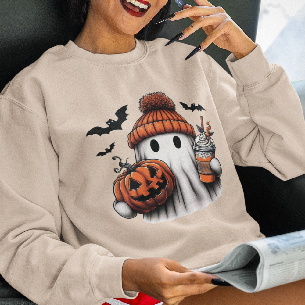 Funny Ghost Sweatshirt for Women - Cute Spooky Season Shirt | Perfect Halloween Party & Fall Sweatshirt