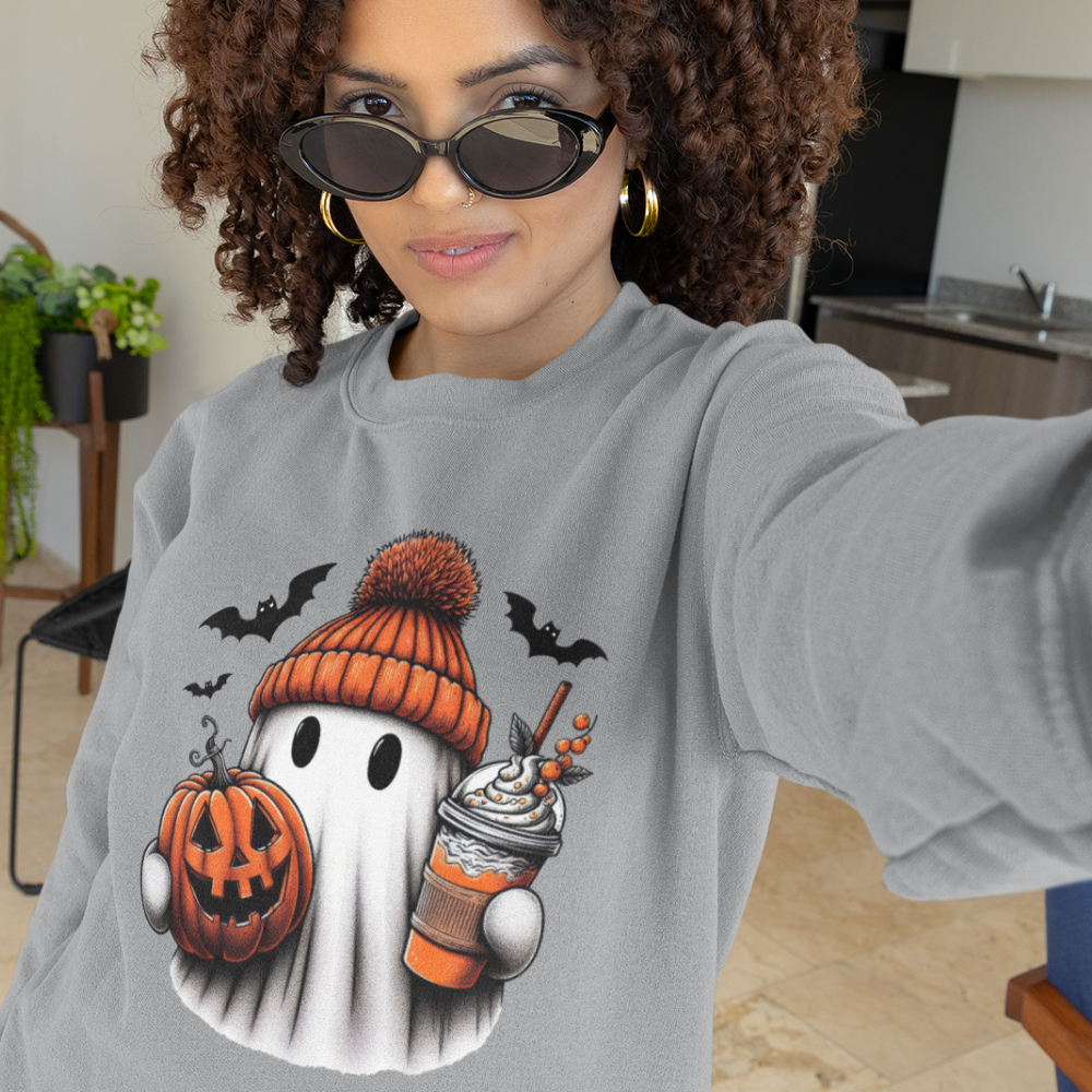 Funny Ghost Sweatshirt for Women - Cute Spooky Season Shirt | Perfect Halloween Party & Fall Sweatshirt