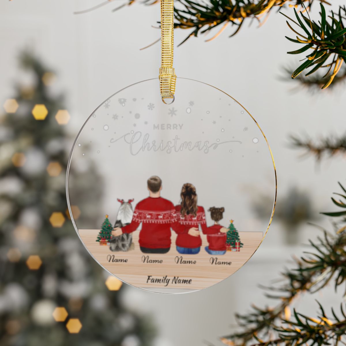 Customize Acrylic Ornament Gift for Family with Pets  Family Pet Ornament  Holiday Gifts for Husband  Personalized Pet Ornament