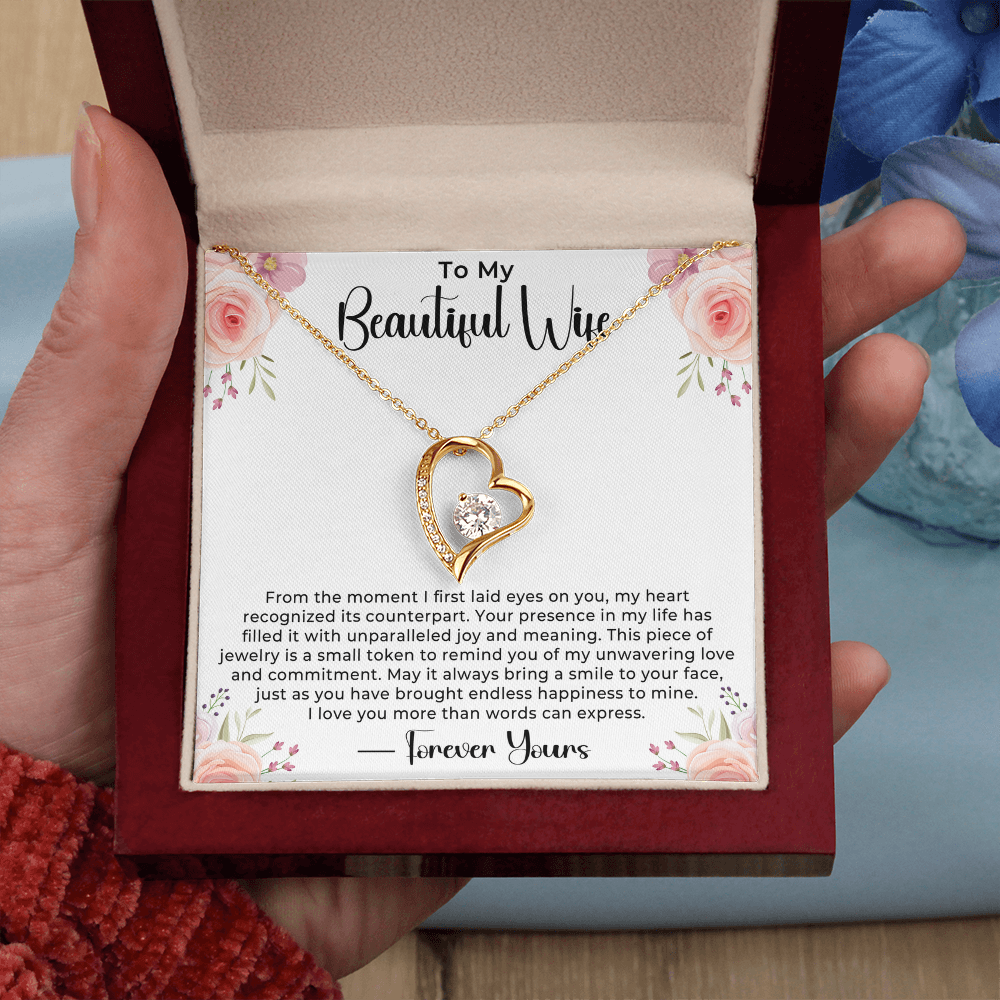 To My Beautiful Wife Necklace – Romantic Jewelry Gift for Valentine's Day, Birthday, Anniversary, Christmas
