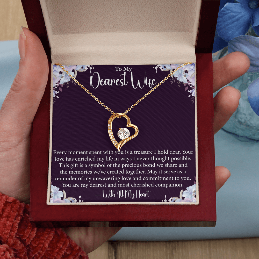 To My Dearest Wife - Forever Love Necklace- Unique Gift for Wife on Valentine's Day, Birthday, Anniversary, Christmas
