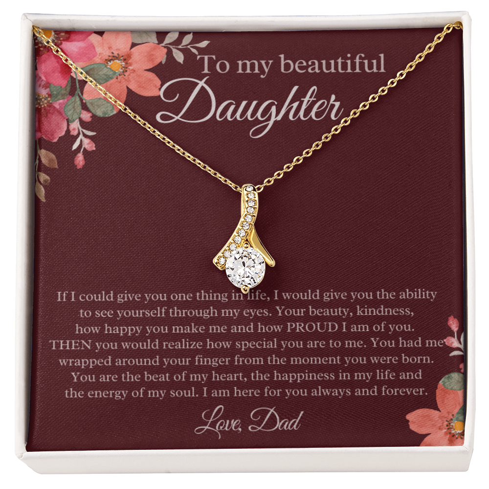 Daughter Gift from Dad Love Knot Necklace (Yellow & White Gold) Daughter Gifts, Father Daughter Gift Dad to Daughter Necklace with Message Card