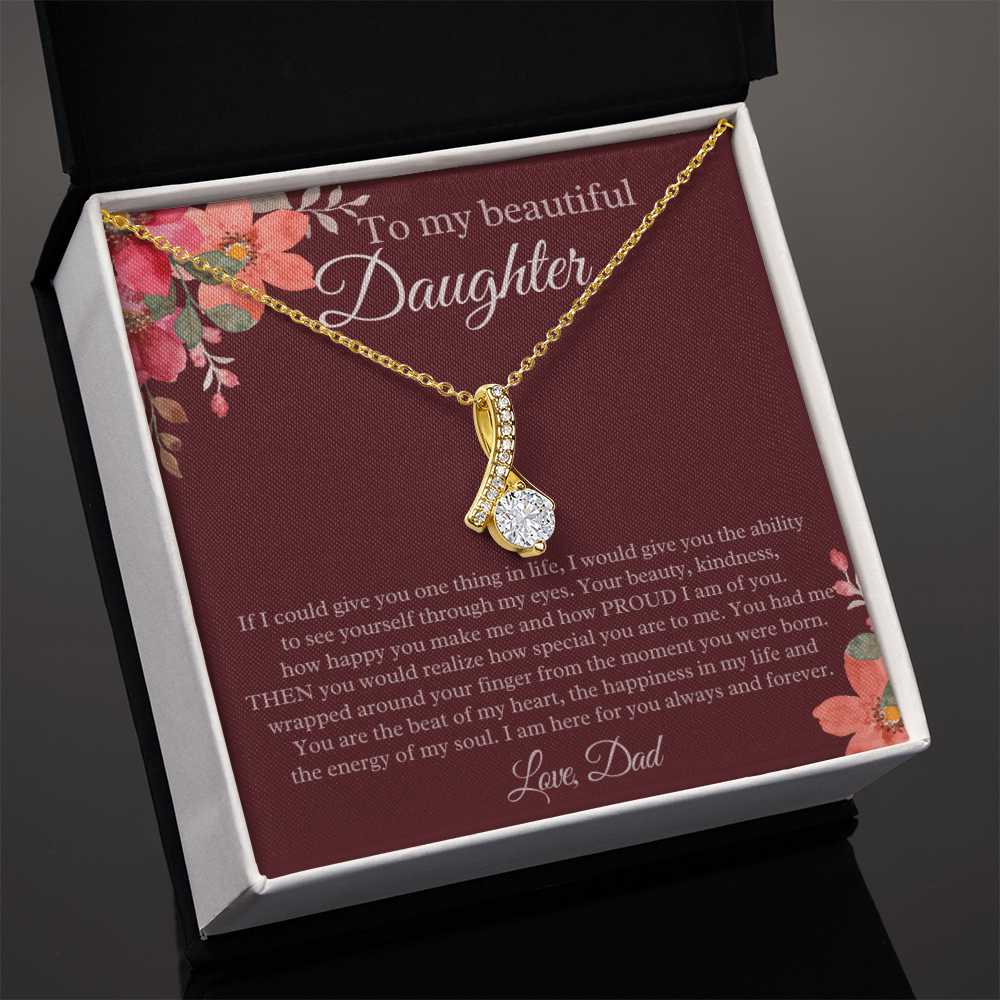 Daughter Gift from Dad Love Knot Necklace (Yellow & White Gold) Daughter Gifts, Father Daughter Gift Dad to Daughter Necklace with Message Card