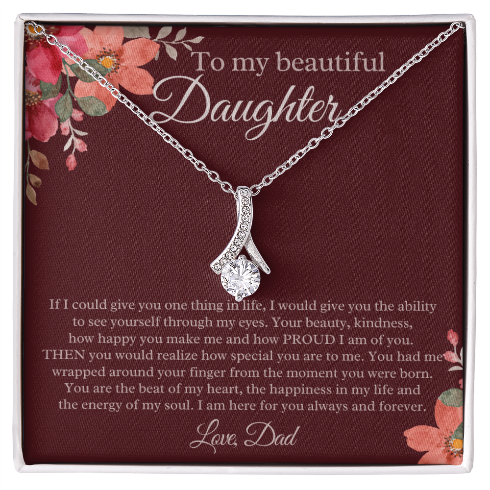Daughter Gift from Dad Love Knot Necklace (Yellow & White Gold) Daughter Gifts, Father Daughter Gift Dad to Daughter Necklace with Message Card