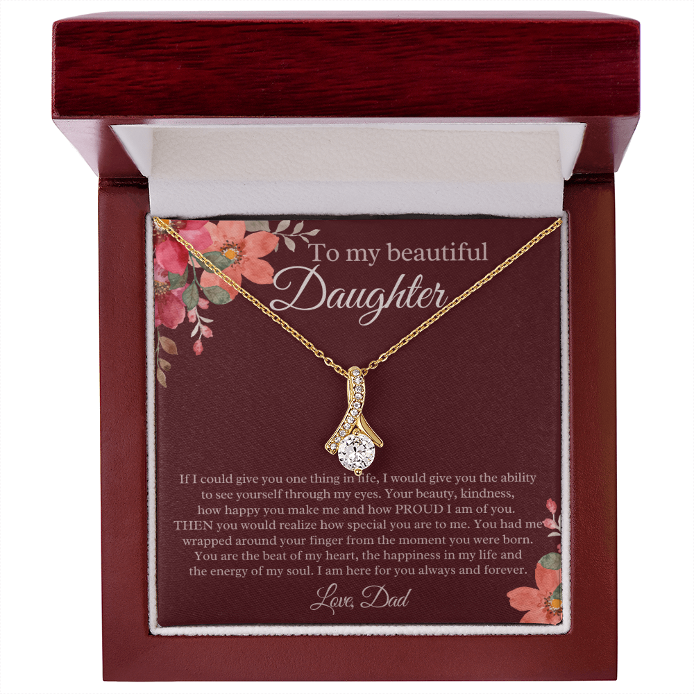 Daughter Gift from Dad Love Knot Necklace (Yellow & White Gold) Daughter Gifts, Father Daughter Gift Dad to Daughter Necklace with Message Card