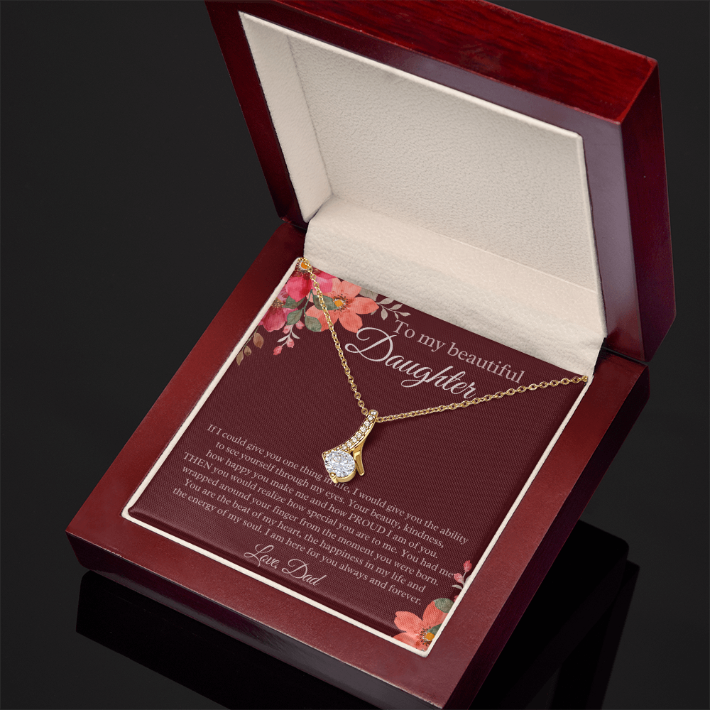 Daughter Gift from Dad Love Knot Necklace (Yellow & White Gold) Daughter Gifts, Father Daughter Gift Dad to Daughter Necklace with Message Card