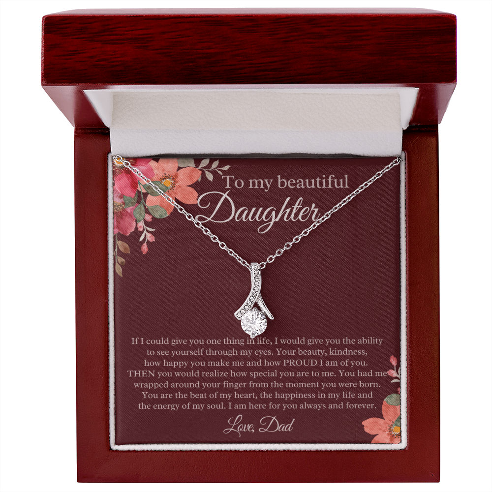 Daughter Gift from Dad Love Knot Necklace (Yellow & White Gold) Daughter Gifts, Father Daughter Gift Dad to Daughter Necklace with Message Card
