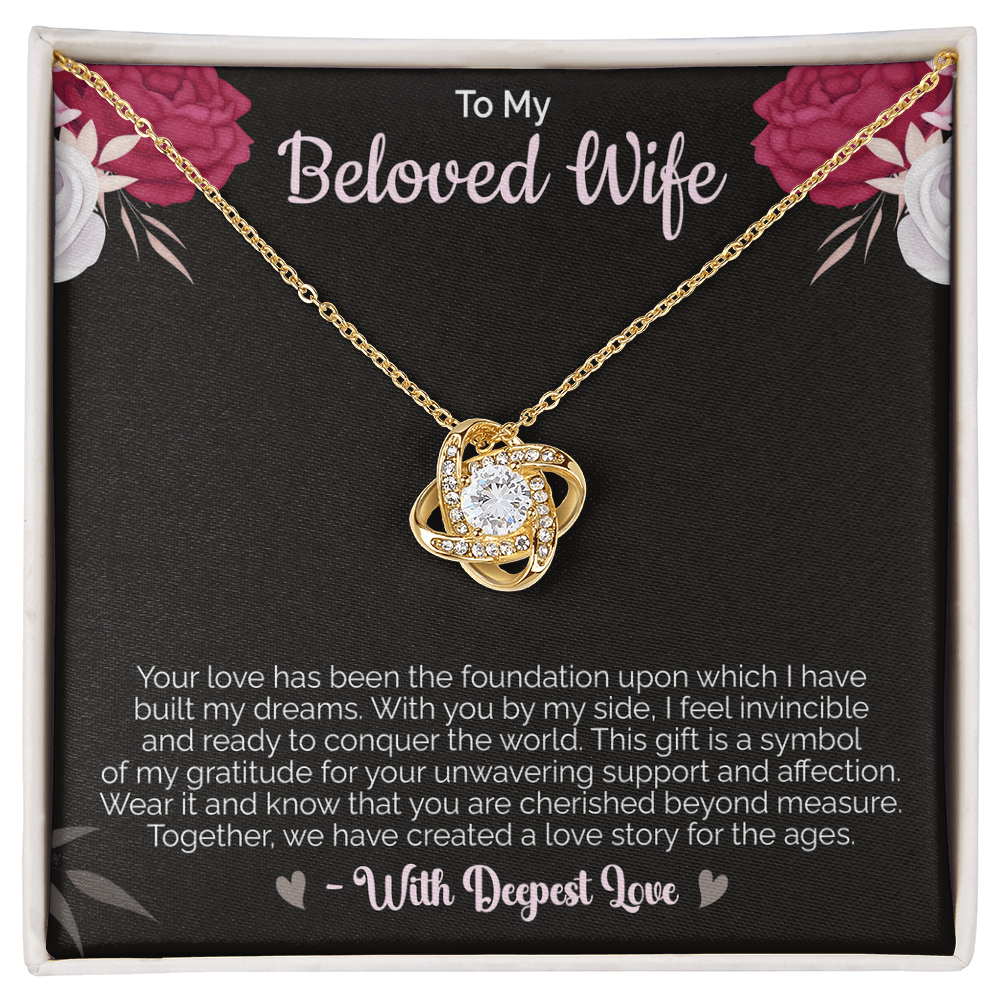 To my Beloved Wife - Love Knot Necklace – Sentimental Jewelry for Wife, Suitable for Valentine's Day, Birthday, Anniversary, Christmas