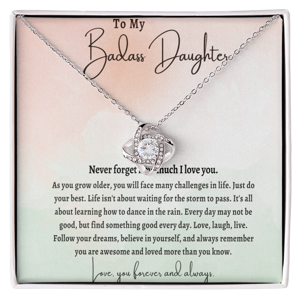 Love Knot Necklace – 14k White Gold or 18k Yellow Gold Over Stainless Steel, Cubic Zirconia Pendant | Perfect Gift for Her – Anniversary, Birthday, Special Occasions