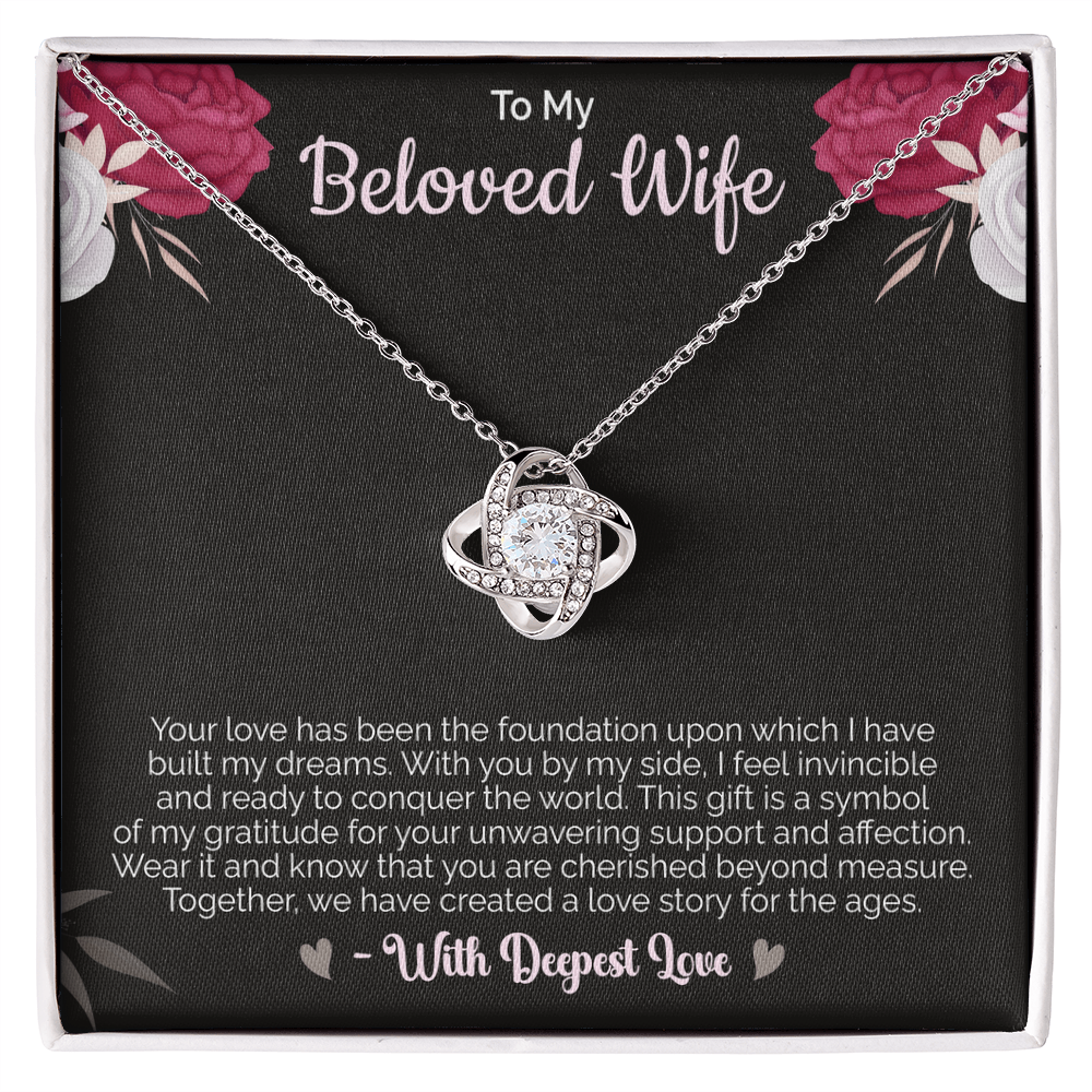 To my Beloved Wife - Love Knot Necklace – Sentimental Jewelry for Wife, Suitable for Valentine's Day, Birthday, Anniversary, Christmas