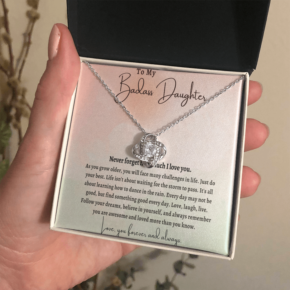 Love Knot Necklace – 14k White Gold or 18k Yellow Gold Over Stainless Steel, Cubic Zirconia Pendant | Perfect Gift for Her – Anniversary, Birthday, Special Occasions