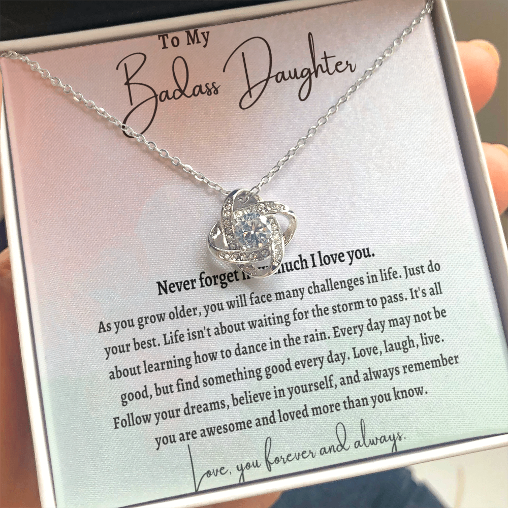 Love Knot Necklace – 14k White Gold or 18k Yellow Gold Over Stainless Steel, Cubic Zirconia Pendant | Perfect Gift for Her – Anniversary, Birthday, Special Occasions