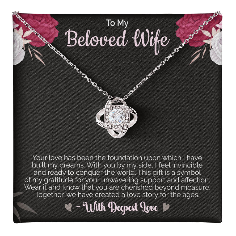 To my Beloved Wife - Love Knot Necklace – Sentimental Jewelry for Wife, Suitable for Valentine's Day, Birthday, Anniversary, Christmas