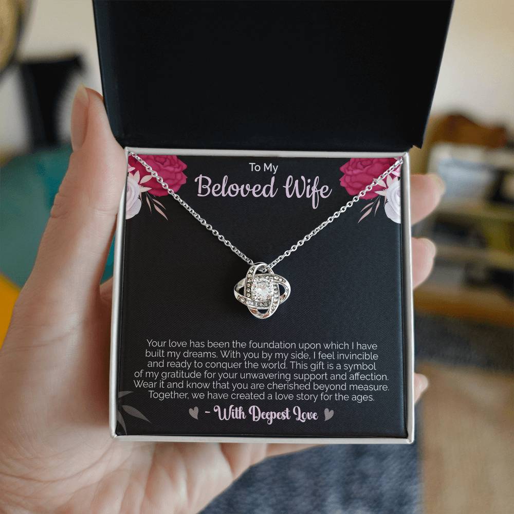 To my Beloved Wife - Love Knot Necklace – Sentimental Jewelry for Wife, Suitable for Valentine's Day, Birthday, Anniversary, Christmas