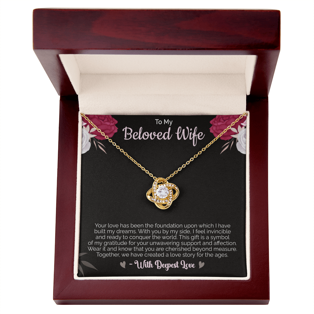 To my Beloved Wife - Love Knot Necklace – Sentimental Jewelry for Wife, Suitable for Valentine's Day, Birthday, Anniversary, Christmas