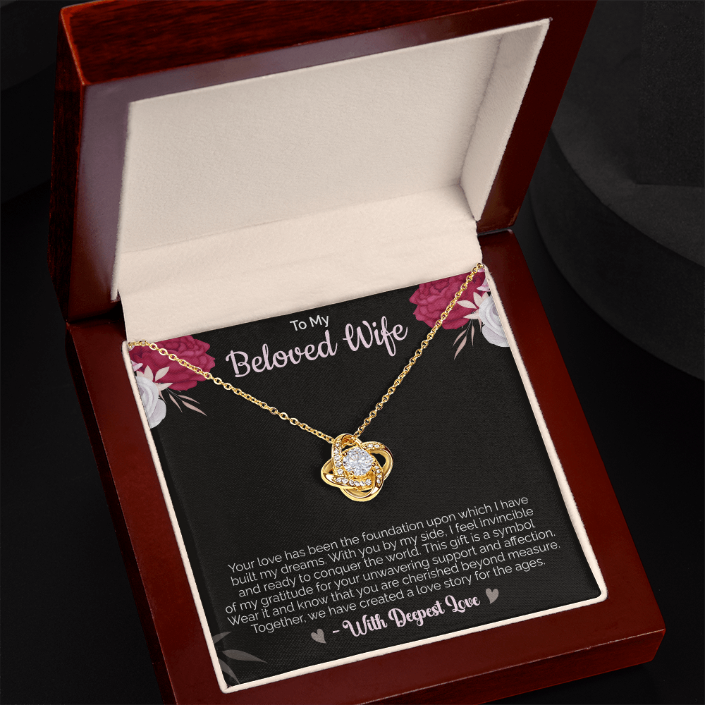 To my Beloved Wife - Love Knot Necklace – Sentimental Jewelry for Wife, Suitable for Valentine's Day, Birthday, Anniversary, Christmas