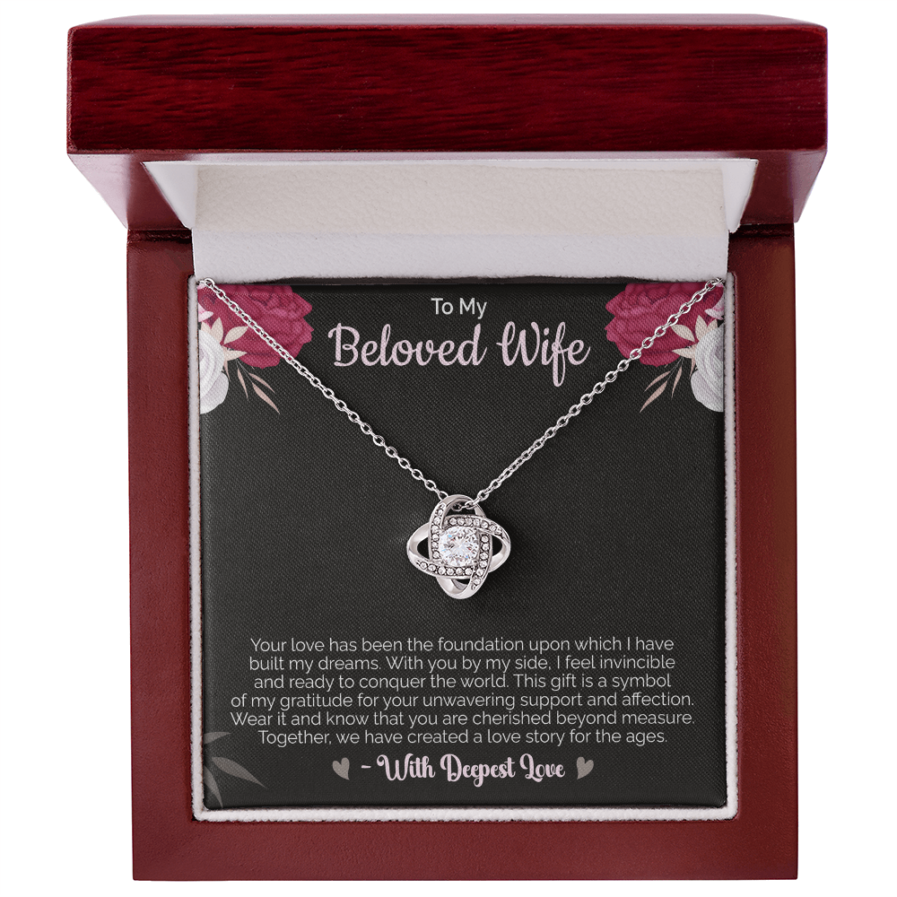 To my Beloved Wife - Love Knot Necklace – Sentimental Jewelry for Wife, Suitable for Valentine's Day, Birthday, Anniversary, Christmas