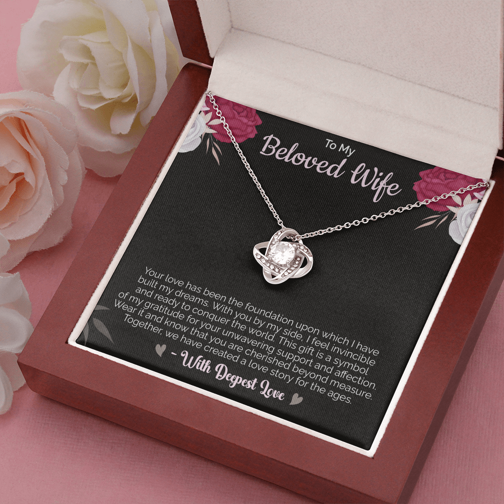 To my Beloved Wife - Love Knot Necklace – Sentimental Jewelry for Wife, Suitable for Valentine's Day, Birthday, Anniversary, Christmas