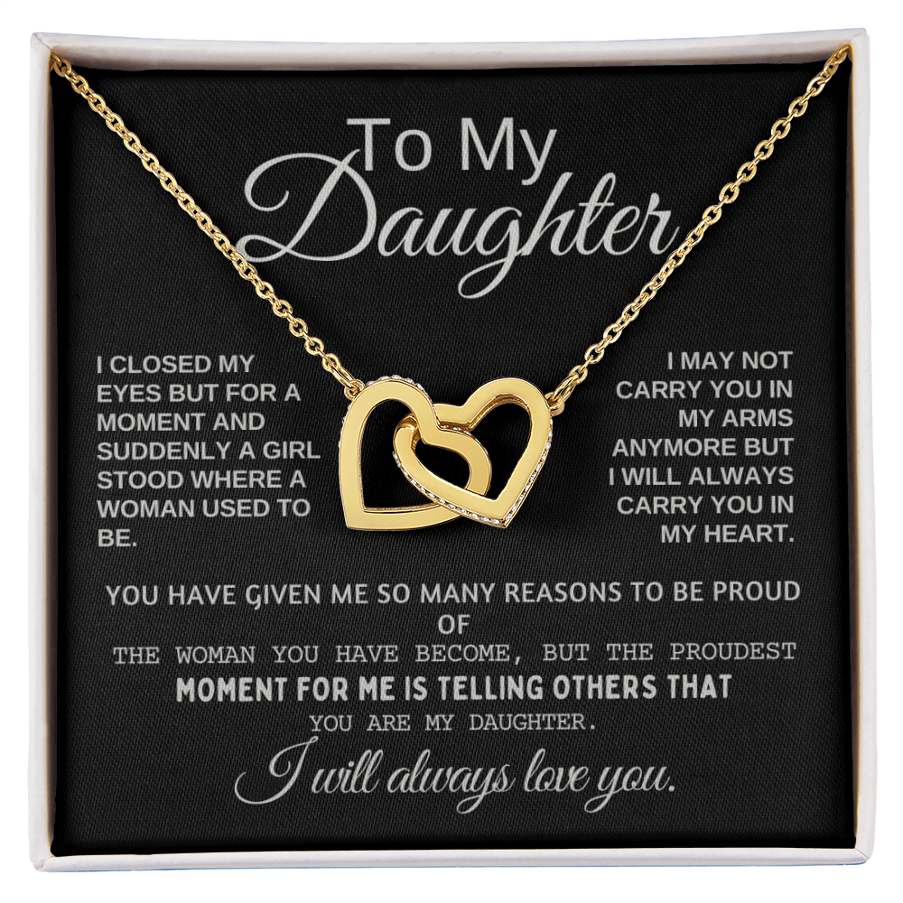To My Daughter Heart Necklace – Two-Tone Copper & Zircon with Sentimental Gift Card