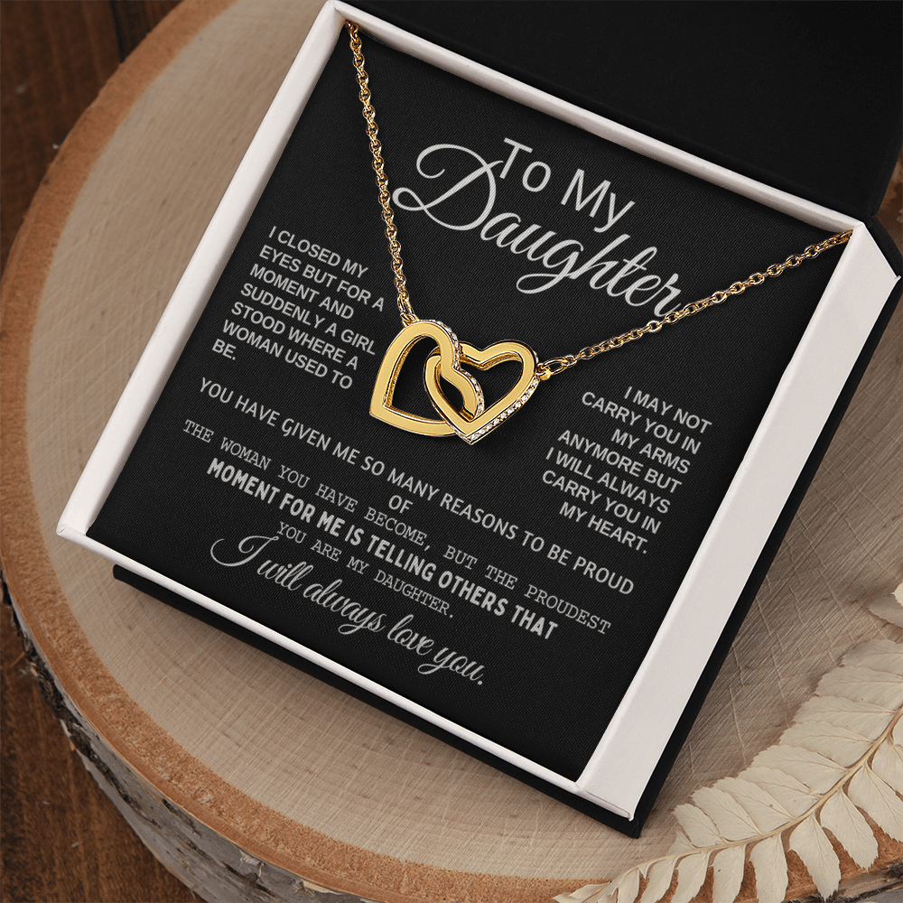 To My Daughter Heart Necklace – Two-Tone Copper & Zircon with Sentimental Gift Card