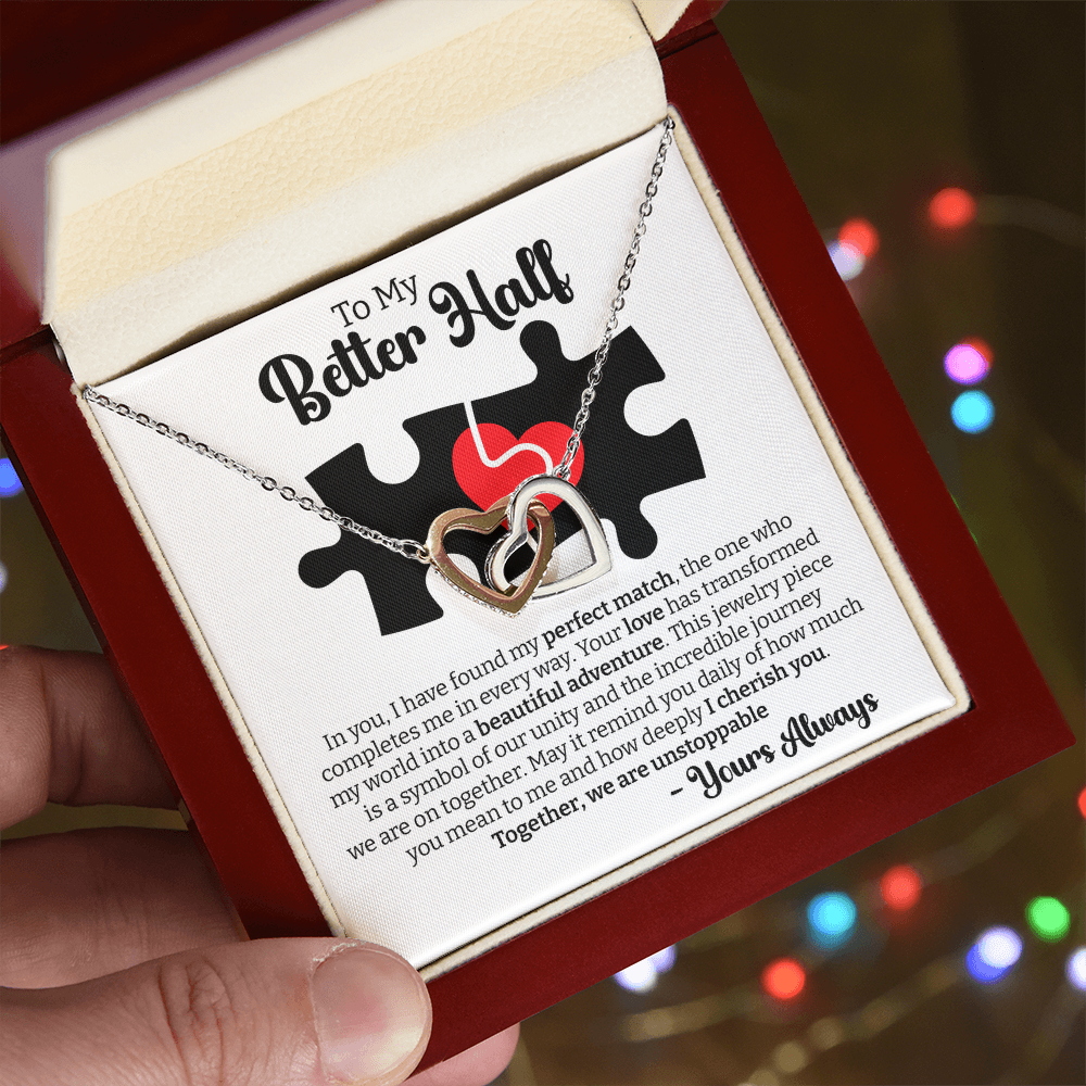Perfect Match Interlocking Hearts – Heartfelt Necklace for Wife, Perfect for Valentine's Day, Birthday, Anniversary, Christmas