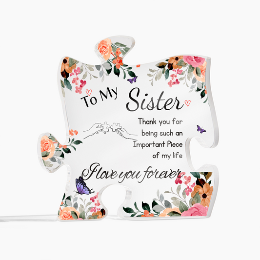 Acrylic Puzzle Plaque Heartfelt Sister Plaque - Unique Puzzle-Shaped Keepsake, Home Office Desk Decoration, Love You Forever Gift Idea for Sisters Gift for Anniversary, Birthday, Christmas