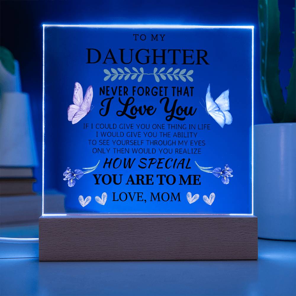 To My Daughter Acrylic Plaque with Heartwarming Message – LED Light Base, USB or Battery Powered, Perfect Keepsake for Loved Ones