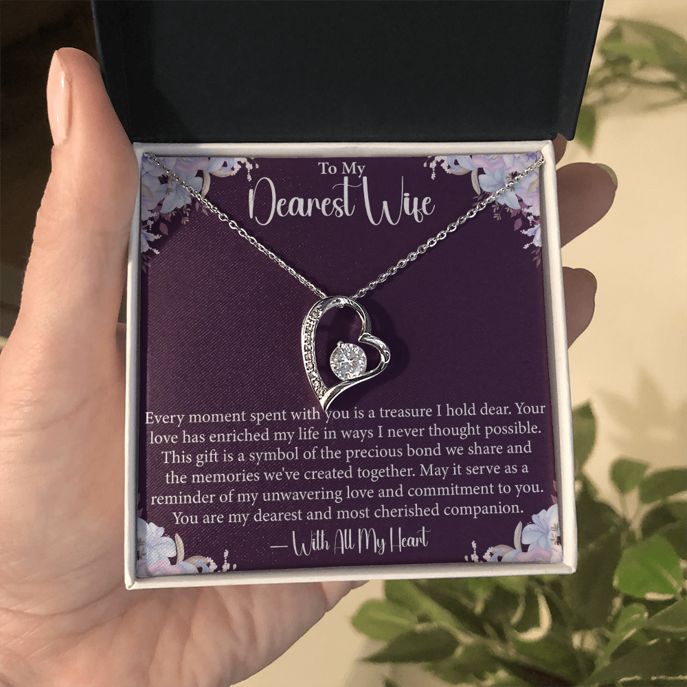 To My Dearest Wife - Forever Love Necklace- Unique Gift for Wife on Valentine's Day, Birthday, Anniversary, Christmas