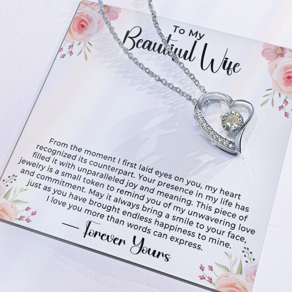 To My Beautiful Wife Necklace – Romantic Jewelry Gift for Valentine's Day, Birthday, Anniversary, Christmas