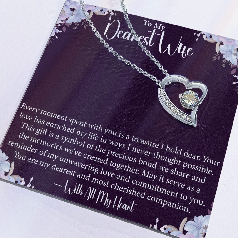 To My Dearest Wife - Forever Love Necklace- Unique Gift for Wife on Valentine's Day, Birthday, Anniversary, Christmas
