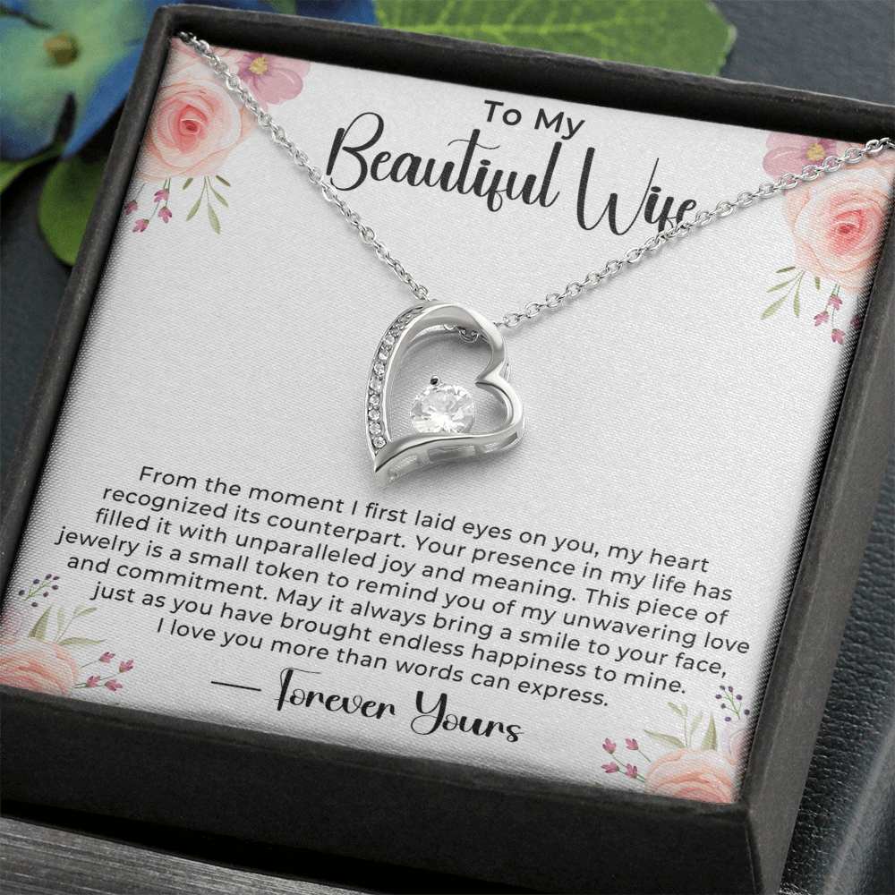 To My Beautiful Wife Necklace – Romantic Jewelry Gift for Valentine's Day, Birthday, Anniversary, Christmas