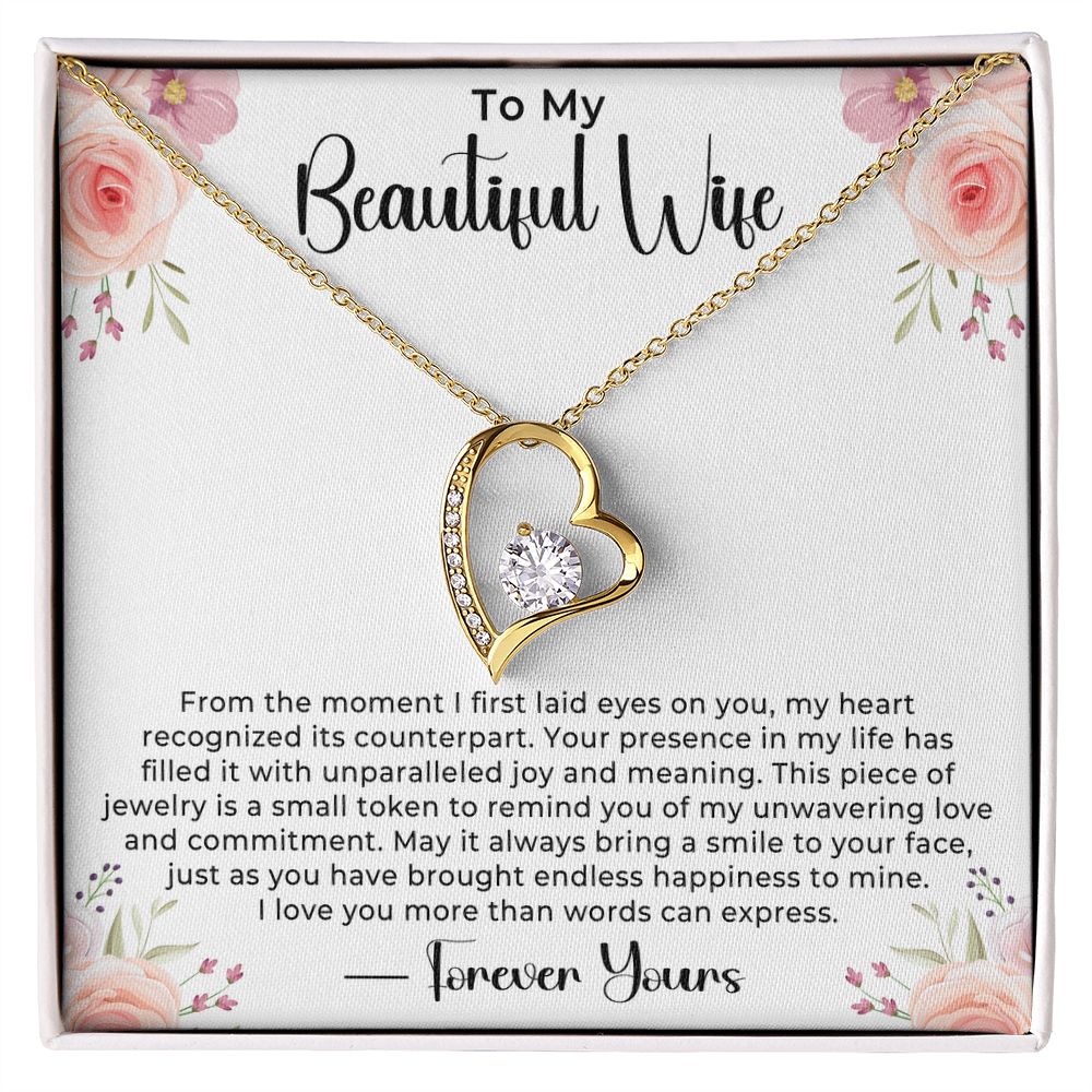 To My Beautiful Wife Necklace – Romantic Jewelry Gift for Valentine's Day, Birthday, Anniversary, Christmas