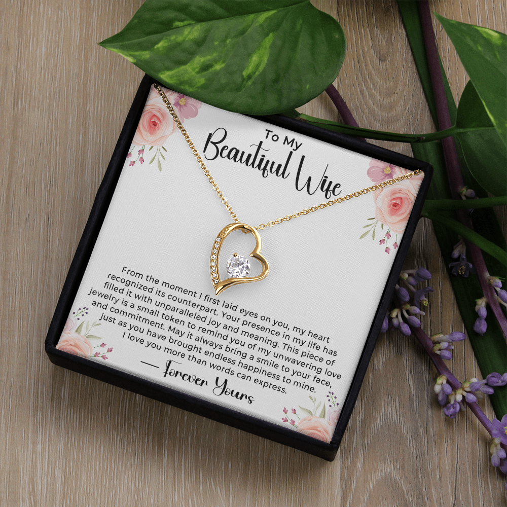 To My Beautiful Wife Necklace – Romantic Jewelry Gift for Valentine's Day, Birthday, Anniversary, Christmas