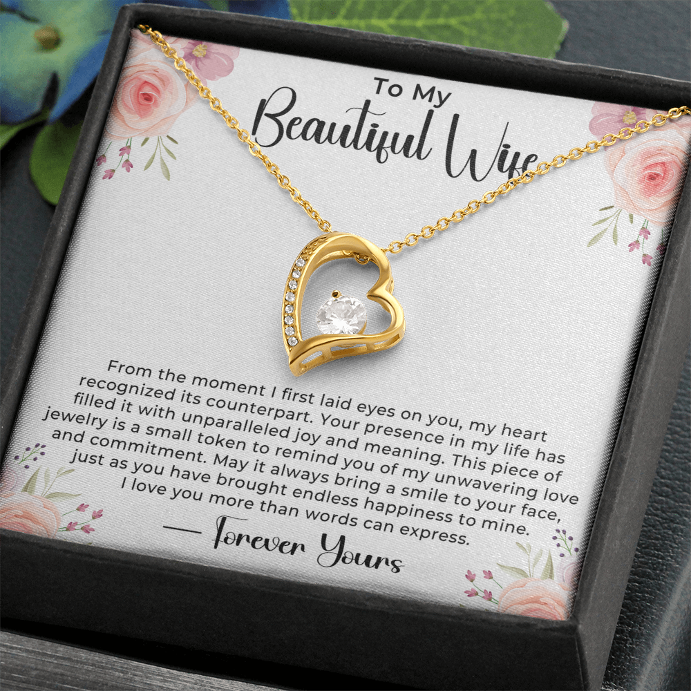 To My Beautiful Wife Necklace – Romantic Jewelry Gift for Valentine's Day, Birthday, Anniversary, Christmas